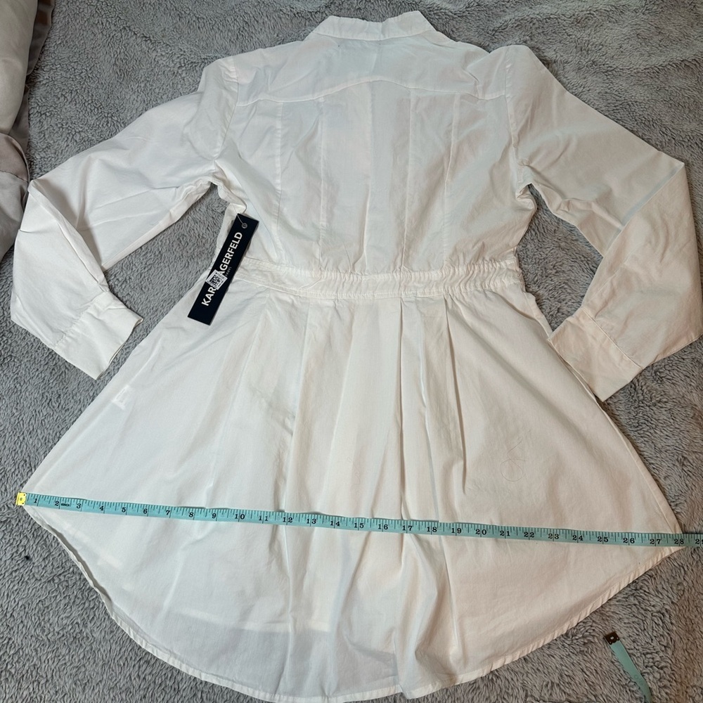 Karl Lagerfeld Paris White Cotton Button-Front Tunic Blouse Size Small NWT - Picture 13 of 13